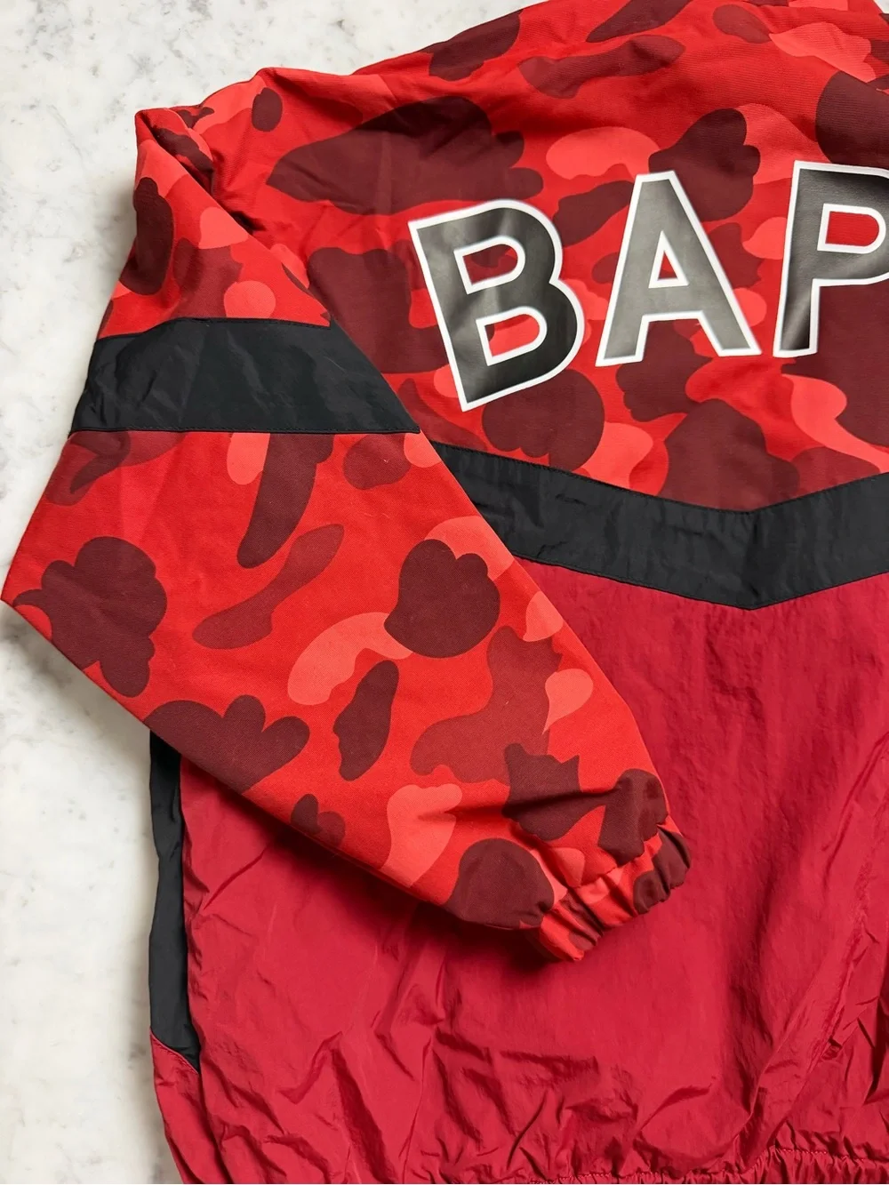 Bape Red Camo Panel Windbreaker Jacket - Men's